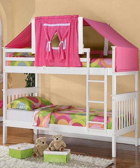 Pink bunk bed 2024 twin over full