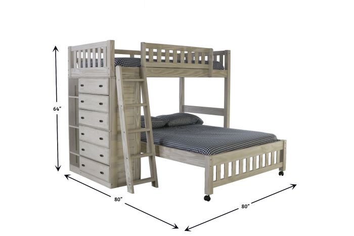 Camilla L-Shaped Triple Bunk Bed with Dresser