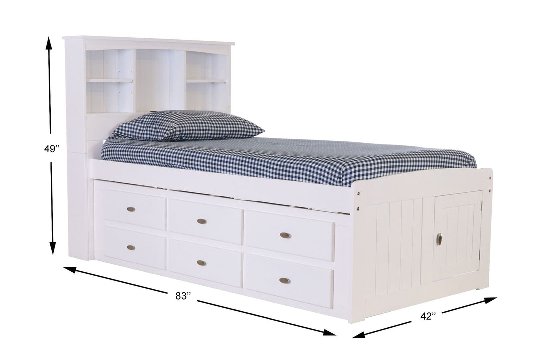 Addison Twin Captains Bed with Bookcase Headboard Custom Kids Furniture