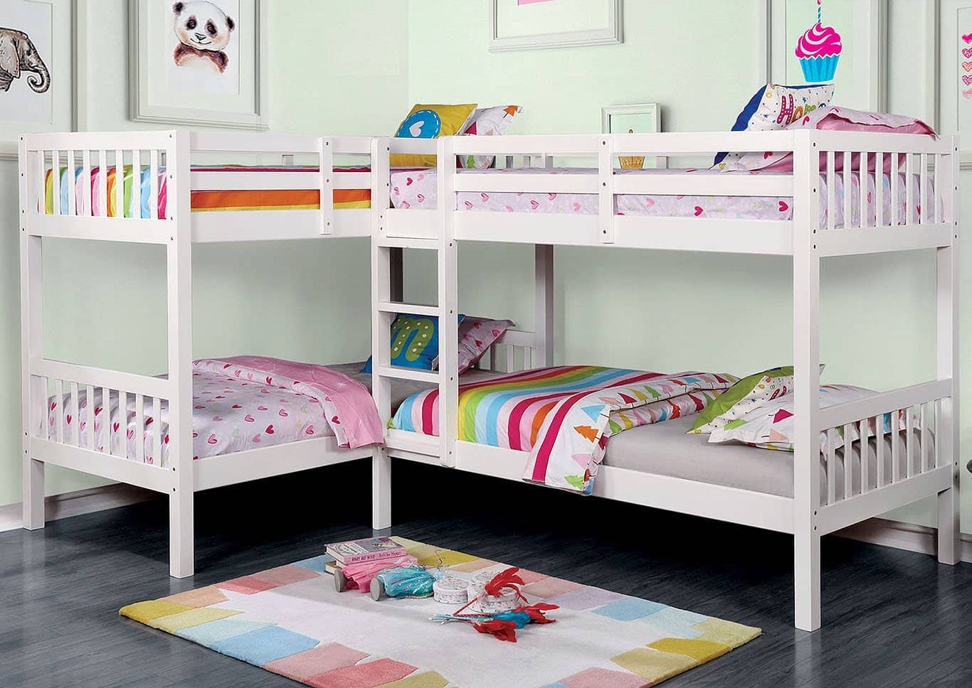 Hannah White Corner Quadruple Bunk Bed Quadruple Bunk Bed