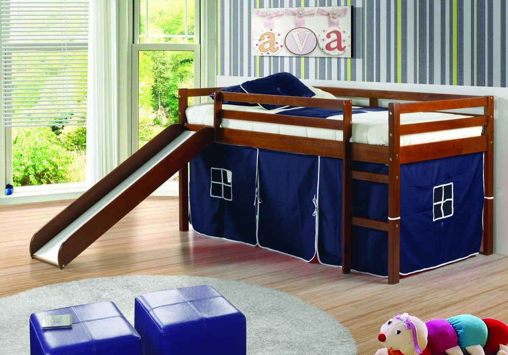 Kids bed with slide and tent sales