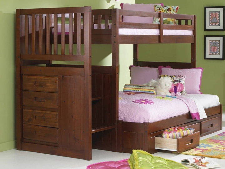 Lille twin over full bunk bed with stairway chest best sale