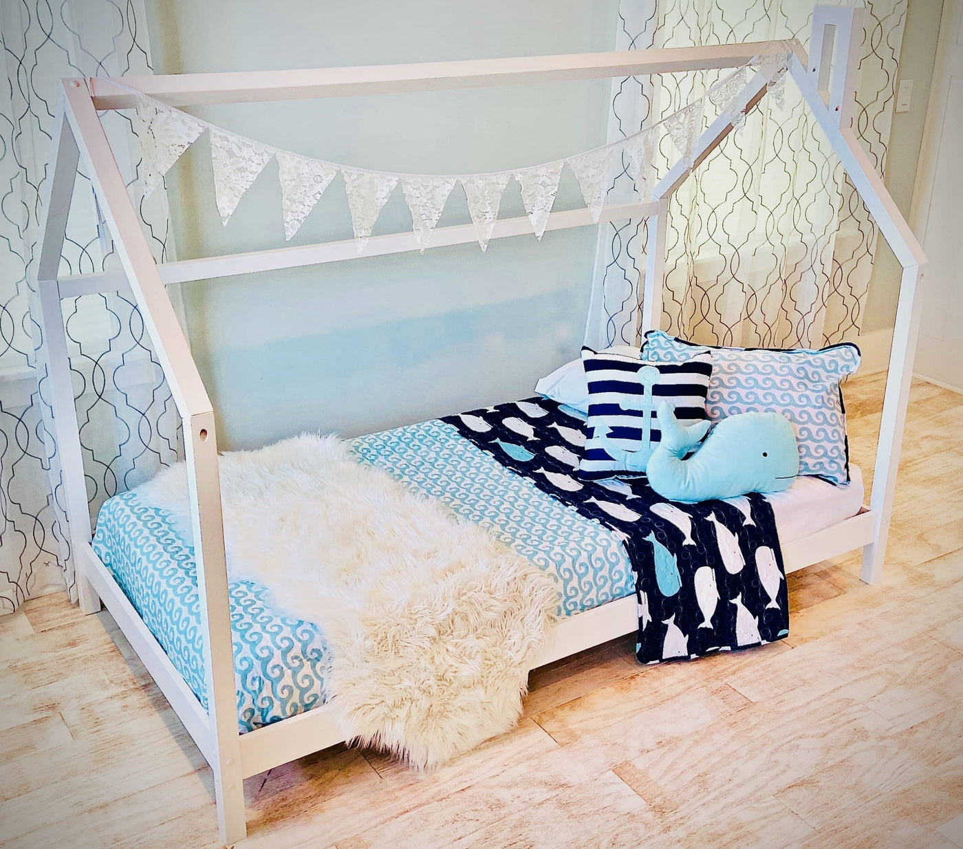 Lucy White Twin House Bed Custom Kids Furniture