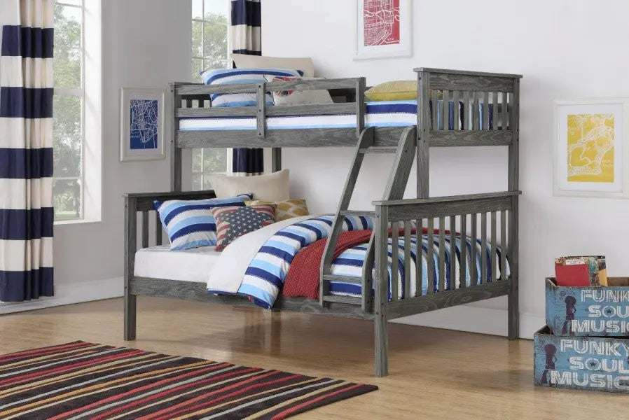 Zoe Twin/Full Gray Bunk Bed Custom Kids Furniture